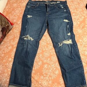 Old Navy Blue Straight Leg Jeans with Natural Distressing